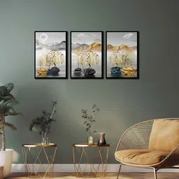 wens Modern Multicolour Canvas & MDF (Set of 3) Framed Art Panels image 2