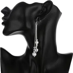 yellow chimes Earrings for Women and Girls | Silver Long Dangler Silver Tassel Earring image 3