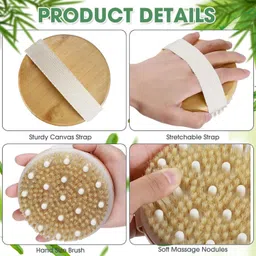 arj Classic Household Wooden Bathroom Round Wet & Dry Body Clean Bath Brush image 2