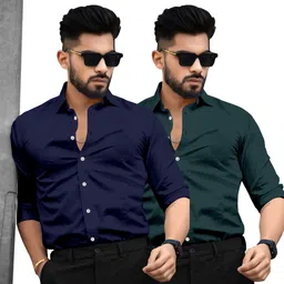 saadiwala Men Regular Fit Solid Cut Away Collar Casual Shirt-picture-23