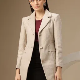 chemistry Woollen Tweed Solid Coat For Women-picture-13