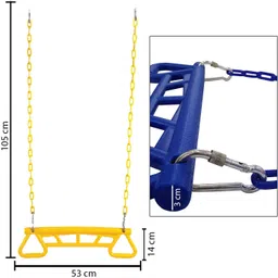 hop n play Trapeze Bar Gym Rings Plastic Coated Chains Ninja Monkey Bars for Kids & Adults image 3