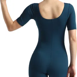 speedo Sleeved Myrtle U-Back Legsuit - Endurance+ Solid Women Blue Swimsuit image 3