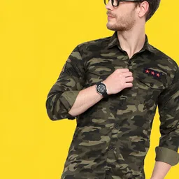 gritsmad Men Regular Fit Printed Curved Collar Casual Shirt-picture-28