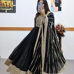 thegaytrienterprise Georgette Stitched Anarkali Gown image 2