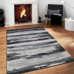 Grey Abstract Viscose 3 ft x 5 ft Hand Tufted Carpet by Saraswati Global-image-51