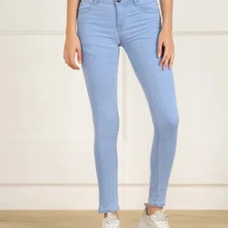 skyglory Women Skinny Mid Rise Light Blue Jeans-picture-19