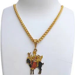 d d fashion New Maa Meldi pandent with New rope Chain For Mens and Boys. Gold-plated Alloy Pendant Set image 1