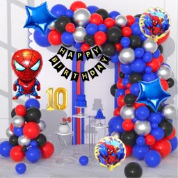 aoes Spider-Man Theme 10th Birthday Decoration Kit Happy Birthday Banner & Balloons-picture-16