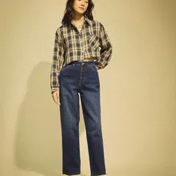 flying machine Women Straight Fit High Rise Blue Jeans image 2