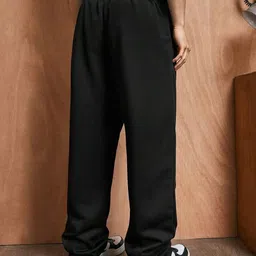 flynoff Men Solid Black Track Pants image 4