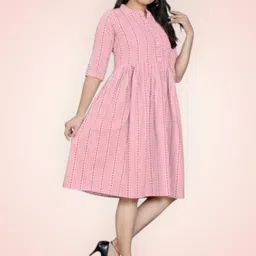 kfashionbfd Women A-line Pink Knee Length Dress-picture-27