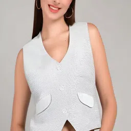 cadmon Striped Women Waistcoat-picture-28