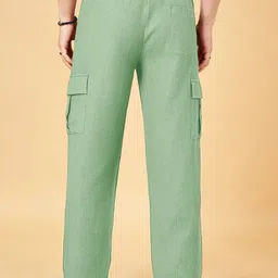 indiclub Men Self Design Light Green Track Pants image 2