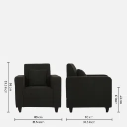 woodsworth from pepperfry Alba Fabric 1 Seater Sofa In Chestnut Brown Colour image 2