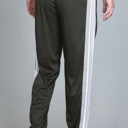 hvbk Men Striped Olive Track Pants image 2