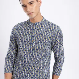 anouk rustic Men Printed Cotton Blend Straight Kurta-picture-15