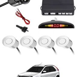 maties Car Parking Sensors - Set of 4 with Reverse Parking Camera (White)-291 White Reversing Electromagnetic Parking Sensors With Camera-291 Parking Sensor image 1