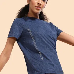 enamor Dry Fit, Antimicrobial A309 Basic Workout Women Typography Round Neck Polyester Blue T-Shirt image 2