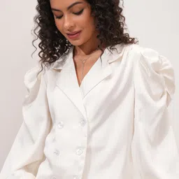 tokyo talkies Women Solid Single Breasted Casual Blazer-picture-19