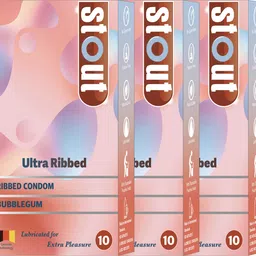 stout Ultra Ribbed Bubblegum Flavoured Condoms for Men|Lubricated & Extra ribbed Condom-picture-16