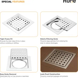ruhe Floor Stainless Steel Push Down Strainer image 3