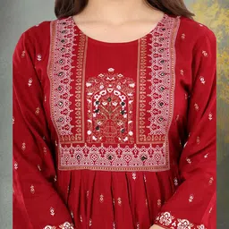 marisy Women Printed Viscose Rayon A-line Kurta image 5