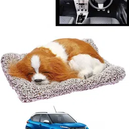 ccmm Golden/White Car Interior Dashboard Durable White Sleeping Cute Dog Toy-210 Decorative Showpiece - 15 cm image 1