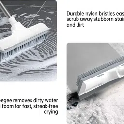 keftriax 2 in 1 Bathroom Cleaning Brush with Wiper, Tiles Cleaning Floor Scrub Brush Microfibre Wet and Dry Brush image 4