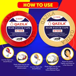qazila Tape For Hair Patch & Wigs Red-Yellow Combo Double-sided Tape (Manual) image 4
