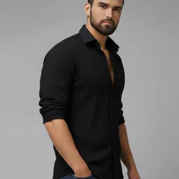 metronaut Men Regular Fit Solid Spread Collar Casual Shirt image 3