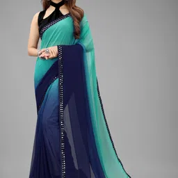for and ever Digital Print, Ombre, Polka Print, Embroidered, Embellished, Color Block, Striped Jamdani Georgette, Chiffon Saree-picture-11