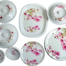 kunka Pack of 34 Melamin DS Smart Dinner Set with Plates Bowls and Serving Accessories Dinner Set-picture-14
