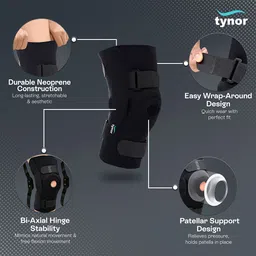 tynor Knee Wrap Hinged (Neo), Black, XXL, 1 Unit Knee Support image 3