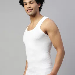 dixcy scott maximus Pack of 5 Regular Fit Solid Round Neck Sleeveless 100% Rib Cotton Men Vest image 5