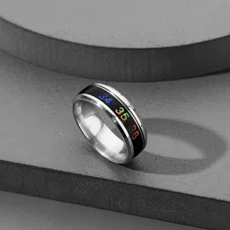 Best Valentine Gifts: Thrillz Fashioable Smart Sensing Temperature Degree Celsius Display Changing Ring Stainless Steel Titanium Plated Ring Stainless Steel Ring image 4