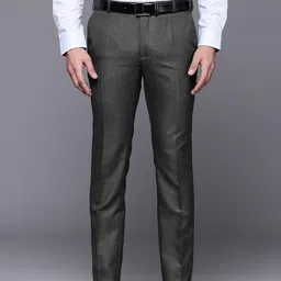 raymond Men Slim Fit Grey Polyester Trousers-picture-25