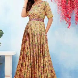 odd by chansi trendz Printed Silk Blend Stitched Anarkali Gown image 4