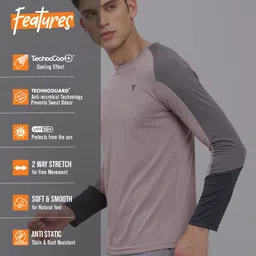 technosport Men Colorblock Round Neck Polyester Purple T-Shirt image 2