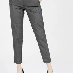 tokyo talkies Women Regular Fit Grey Cotton Blend Trousers-picture-35