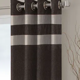 skyloom Black Semisheer Jute 7 Feet Eyelet Door Curtain image 2