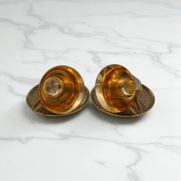 master brownsmith Pack of 1 Brass Pure Brass Tea Cup & Saucer Set of 2 | Handcrafted Antique Finish image 3