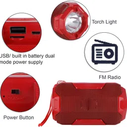 RENTOOR Mini Home Theater Speaker Up to 8 Hours Play Time, Built in FM LED Torch 10 W Bluetooth Speaker image 2