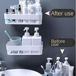 vrdh Self Adhesive Wall Hanging BATHROOM floating Shelf (pack of 2) 1.347 Plastic Wall Shelf image 2