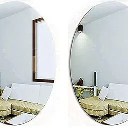 wolkwogg 30 cm x 20 Oval Peel Shape Magic MIRROR ( PACK OF 2 ) Decorative Mirror-picture-11