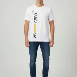 autna Men Typography Round Neck Cotton Blend White T-Shirt image 3