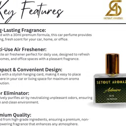 setout aromaz Admire Car Perfume Car Freshner Spray 30ML With Hanging Card Air Purifier image 5
