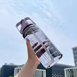 greendark Motivational Time Marker Water Bottle with Straw & Lock Lid 1000 ml Water Bottle image 4