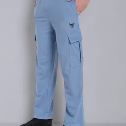 go devil Men Regular Fit Light Blue Cotton Blend Trousers image 4