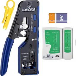 3-in-1 Network Crimping Tool with Wire Stripper & Cutter | Heavy-Duty Metal Body RJ45 RJ12 RJ11 Ethernet & Telephone Crimper with Cable Tester + Battery Manual Crimper-image-5